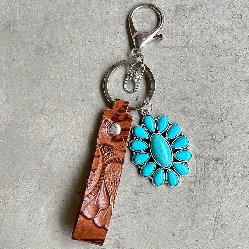 Turquoise Genuine Leather Key Chain - nailedmoms