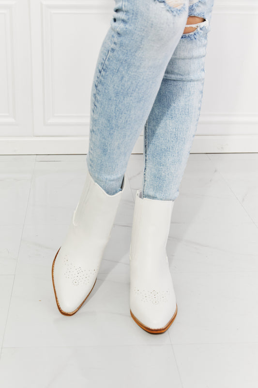MMShoes Love the Journey Stacked Heel Chelsea Boot in White - nailedmoms