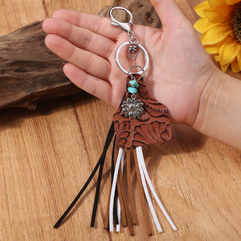 Turquoise Fringe Detail Key Chain - nailedmoms