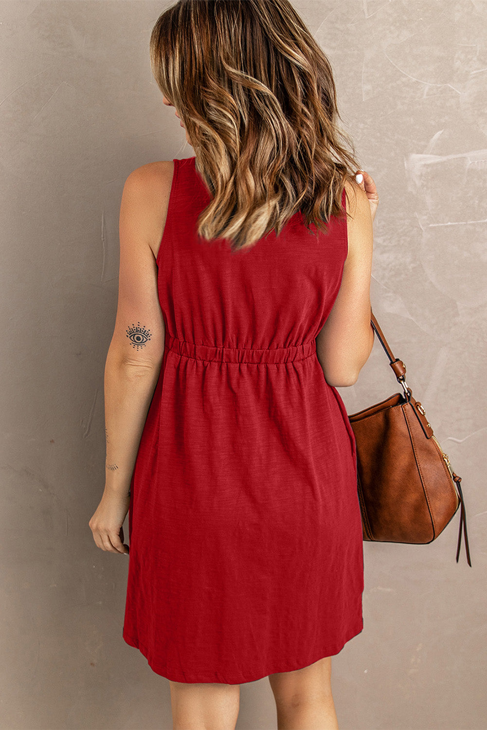 Sleeveless Button Down Mini Dress - nailedmoms