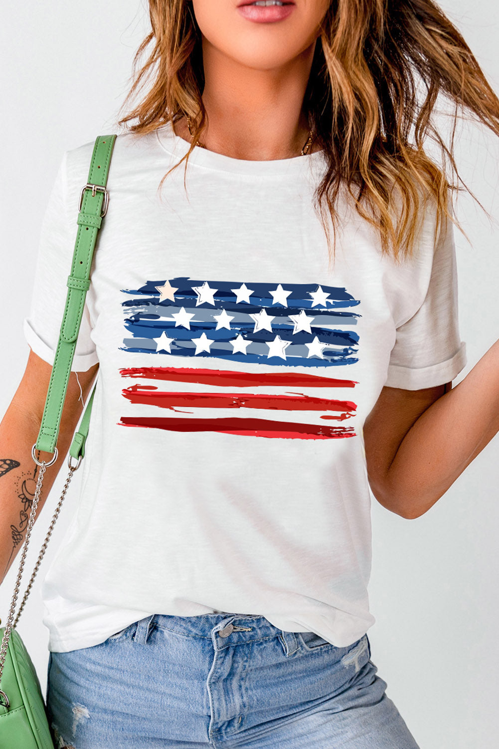 US Flag Graphic Round Neck Tee - nailedmoms