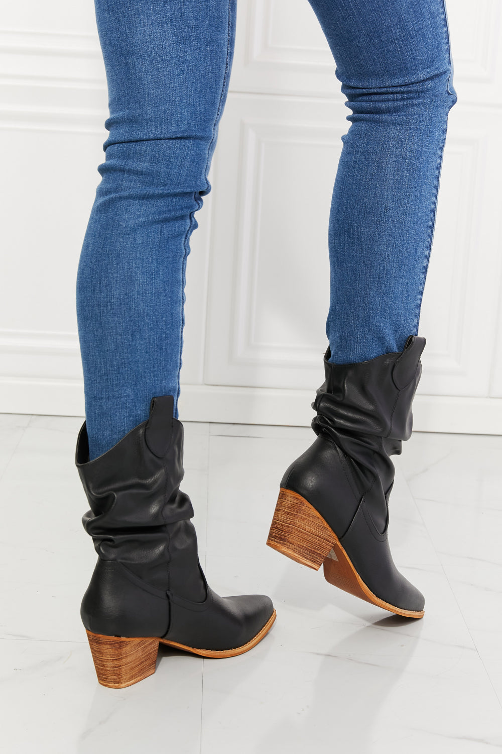 MMShoes Better in Texas Scrunch Cowboy Boots in Black - nailedmoms