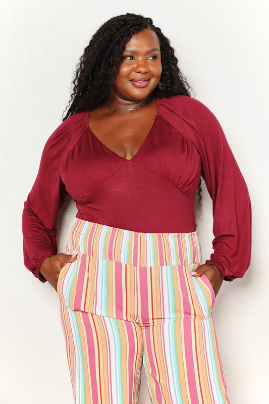 Culture Code  Full Size V-Neck Bodysuit - nailedmoms