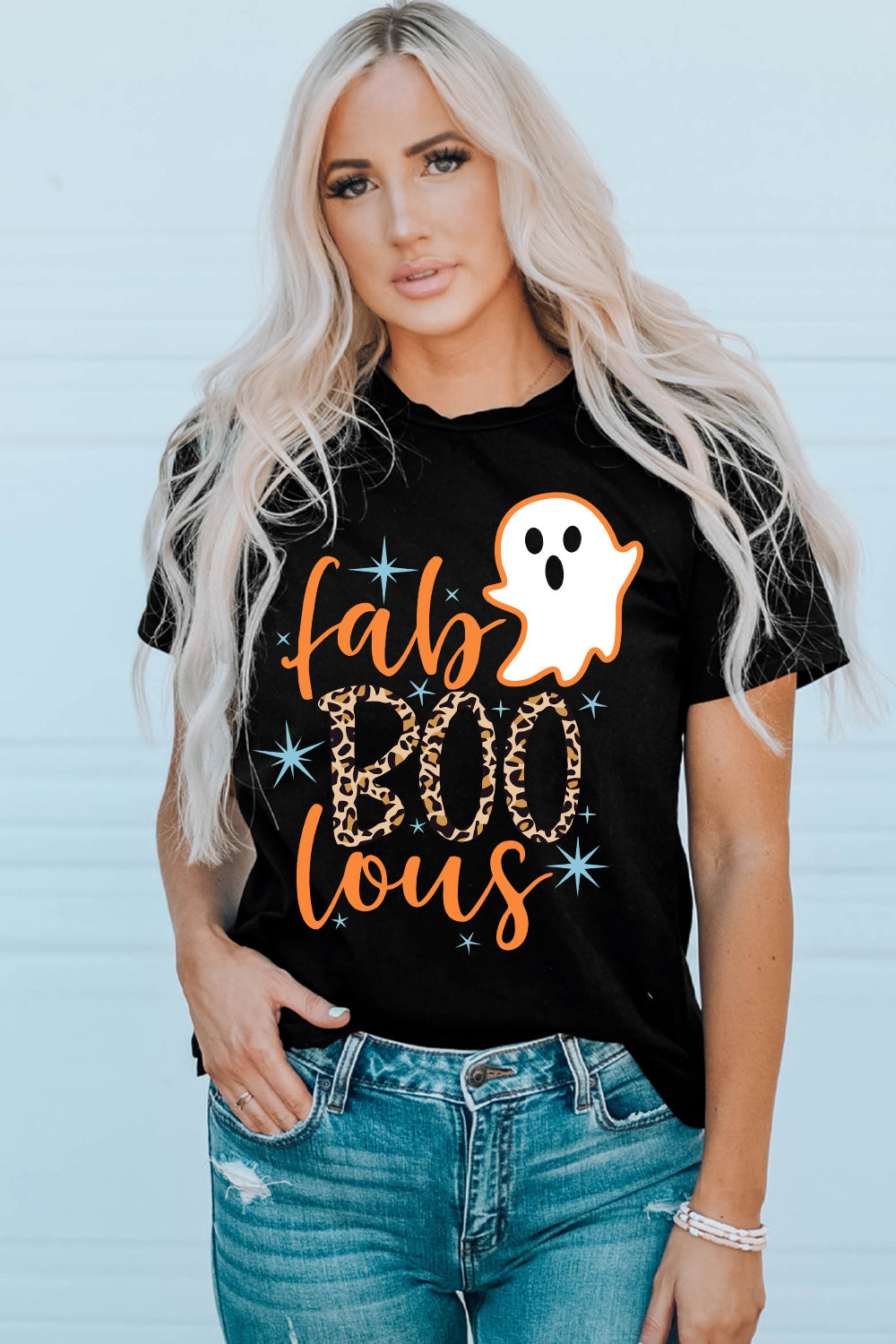 Round Neck Short Sleeve Ghost Graphic T-Shirt - nailedmoms