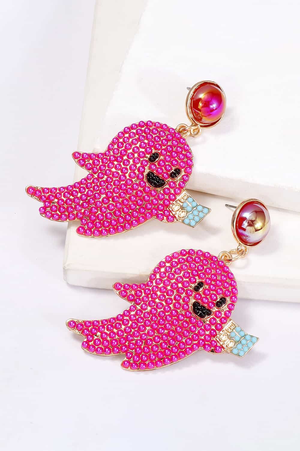 Ghost Shape Synthetic Pearl Dangle Earrings - nailedmoms