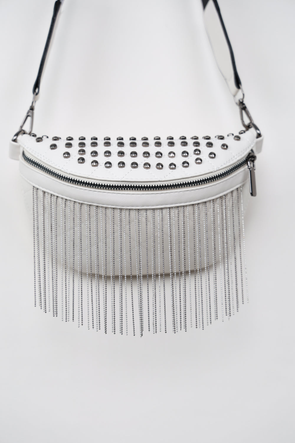 PU Leather Studded Sling Bag with Fringes - nailedmoms
