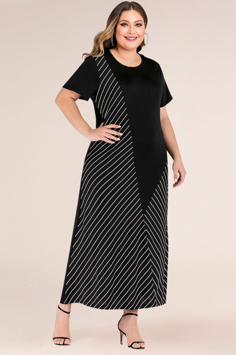 Plus Size Striped Color Block Tee Dress - nailedmoms