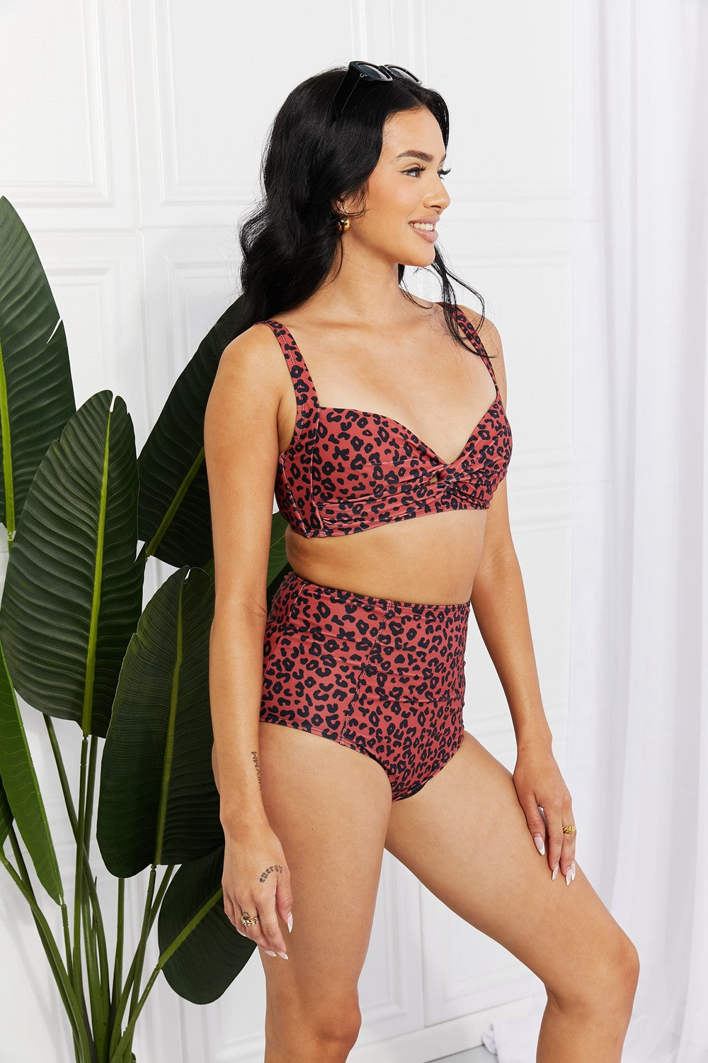 Marina West Swim Take A Dip Twist High-Rise Bikini in Ochre - nailedmoms