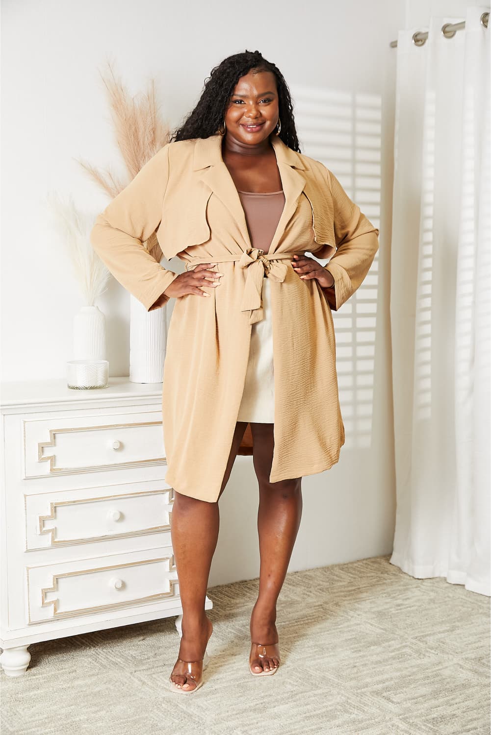 Culture Code Full Size Tied Trench Coat with Pockets - nailedmoms