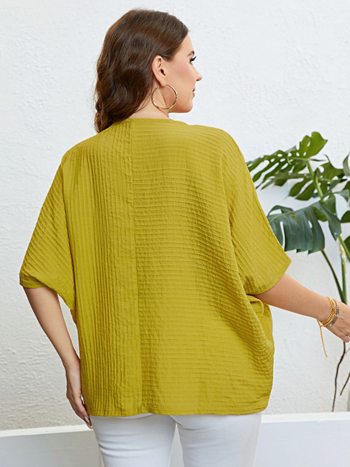 Plus Size Seam Detail Half Sleeve Top - nailedmoms