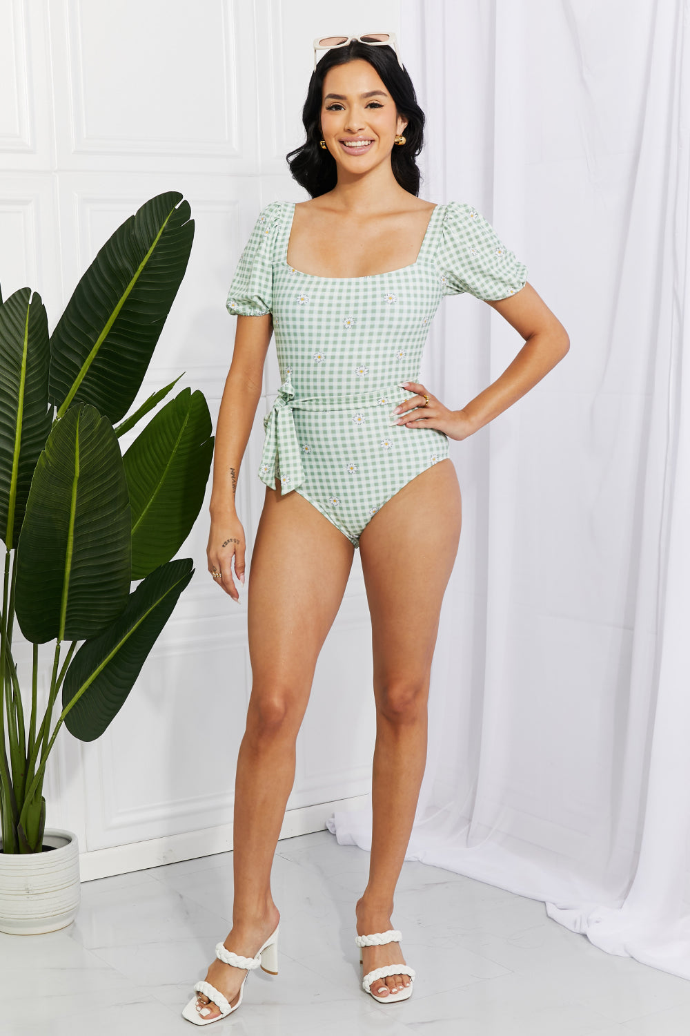 Marina West Swim Salty Air Puff Sleeve One-Piece in Sage - nailedmoms