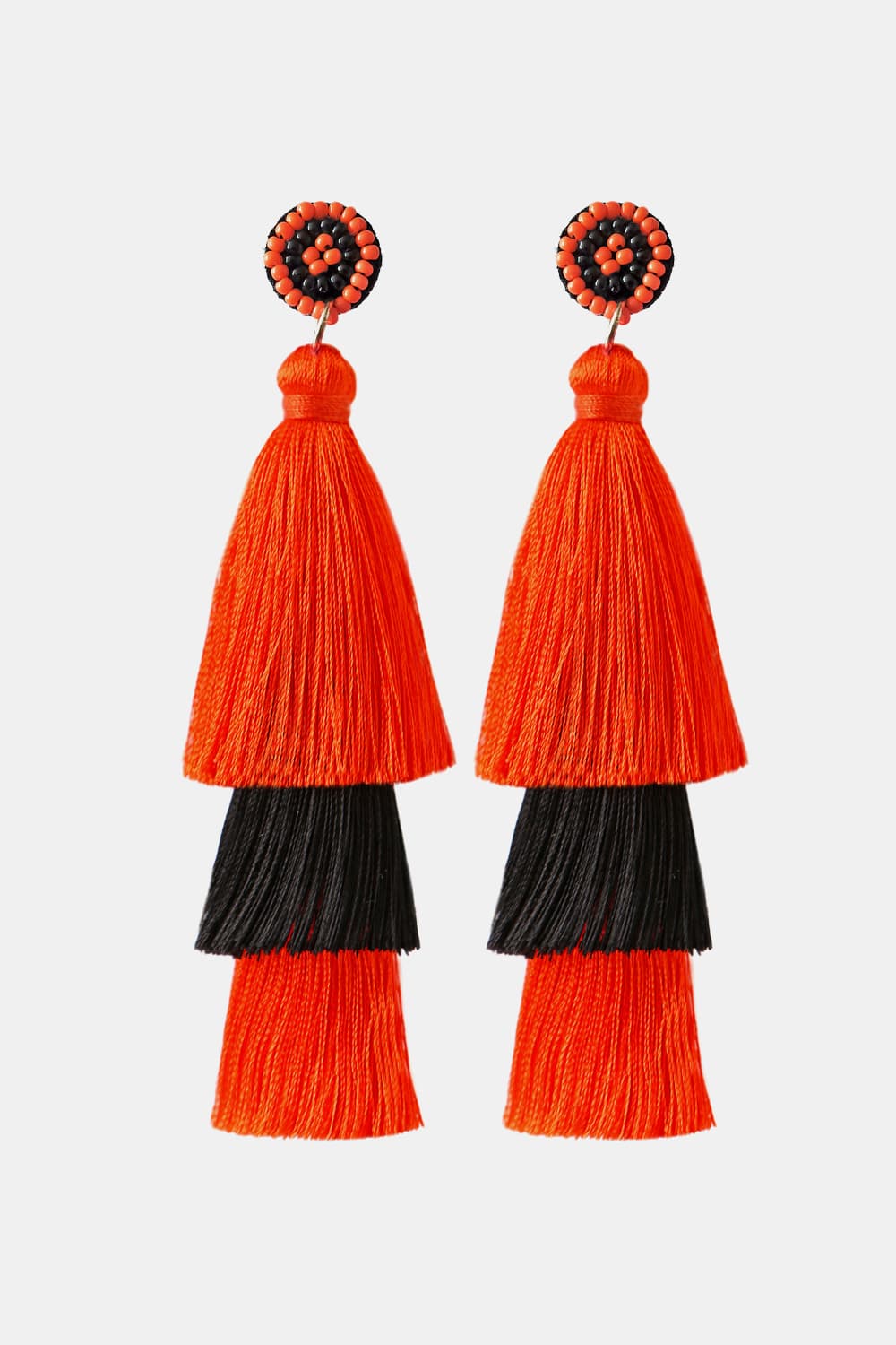 Baeds Detail Triple Layered Tassel Earring - nailedmoms