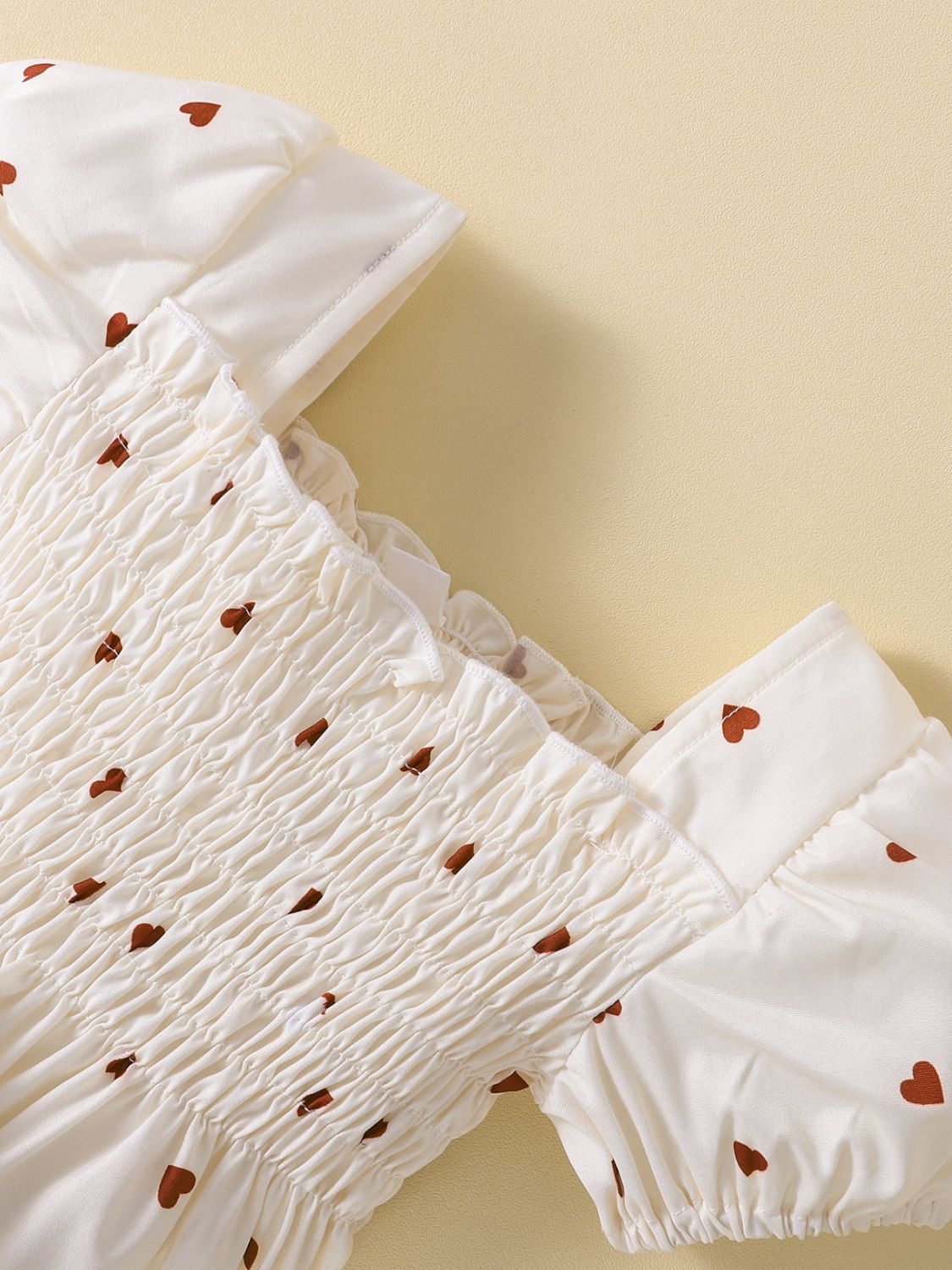 Baby Girl Heart Print Square Neck Dress - nailedmoms