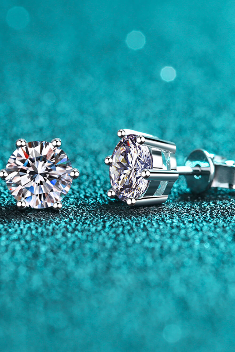 925 Sterling Silver 6-Prong 2 Carat Moissanite Stud Earrings - nailedmoms