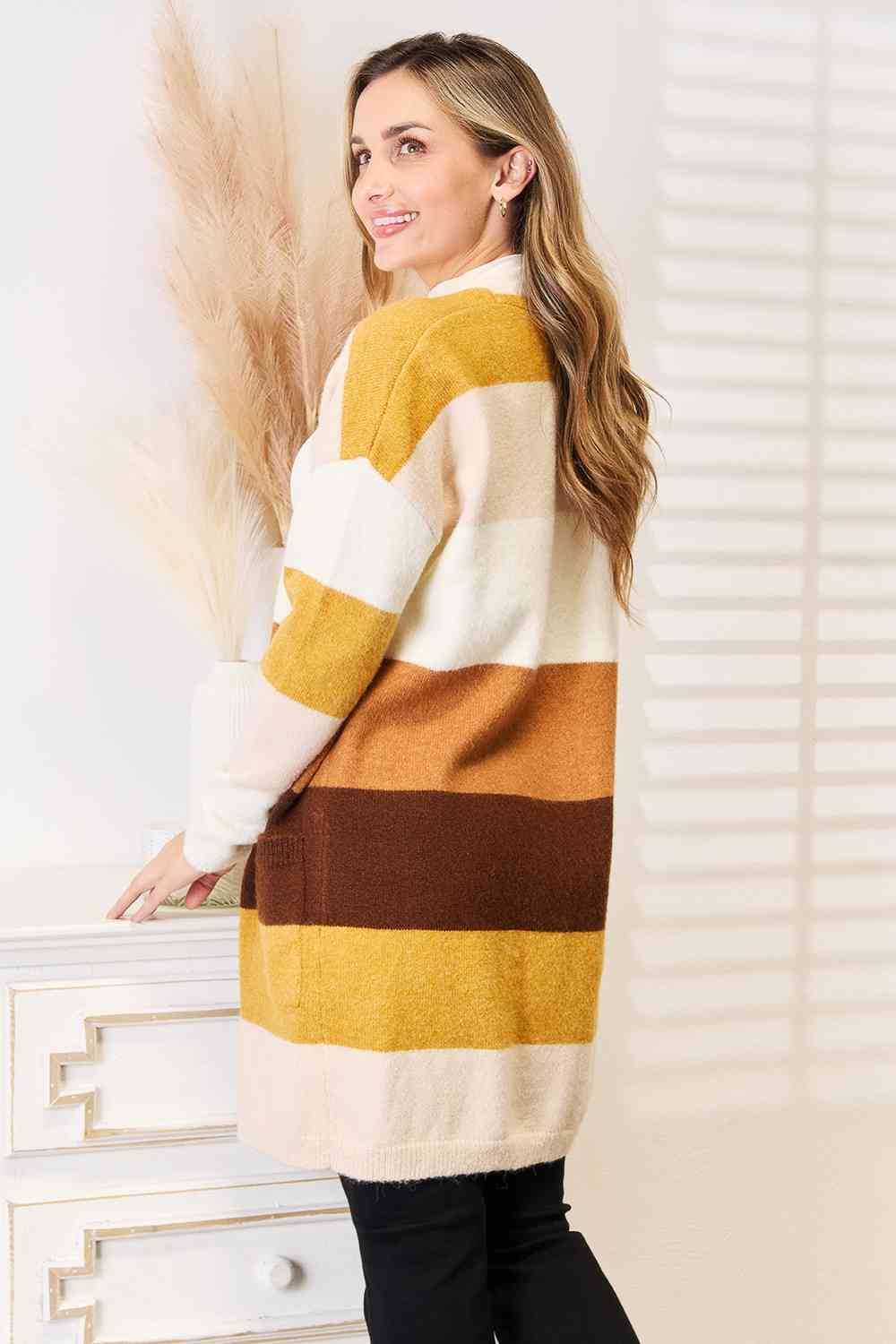 Woven Right Color Block Dropped Shoulder Cardigan - nailedmoms