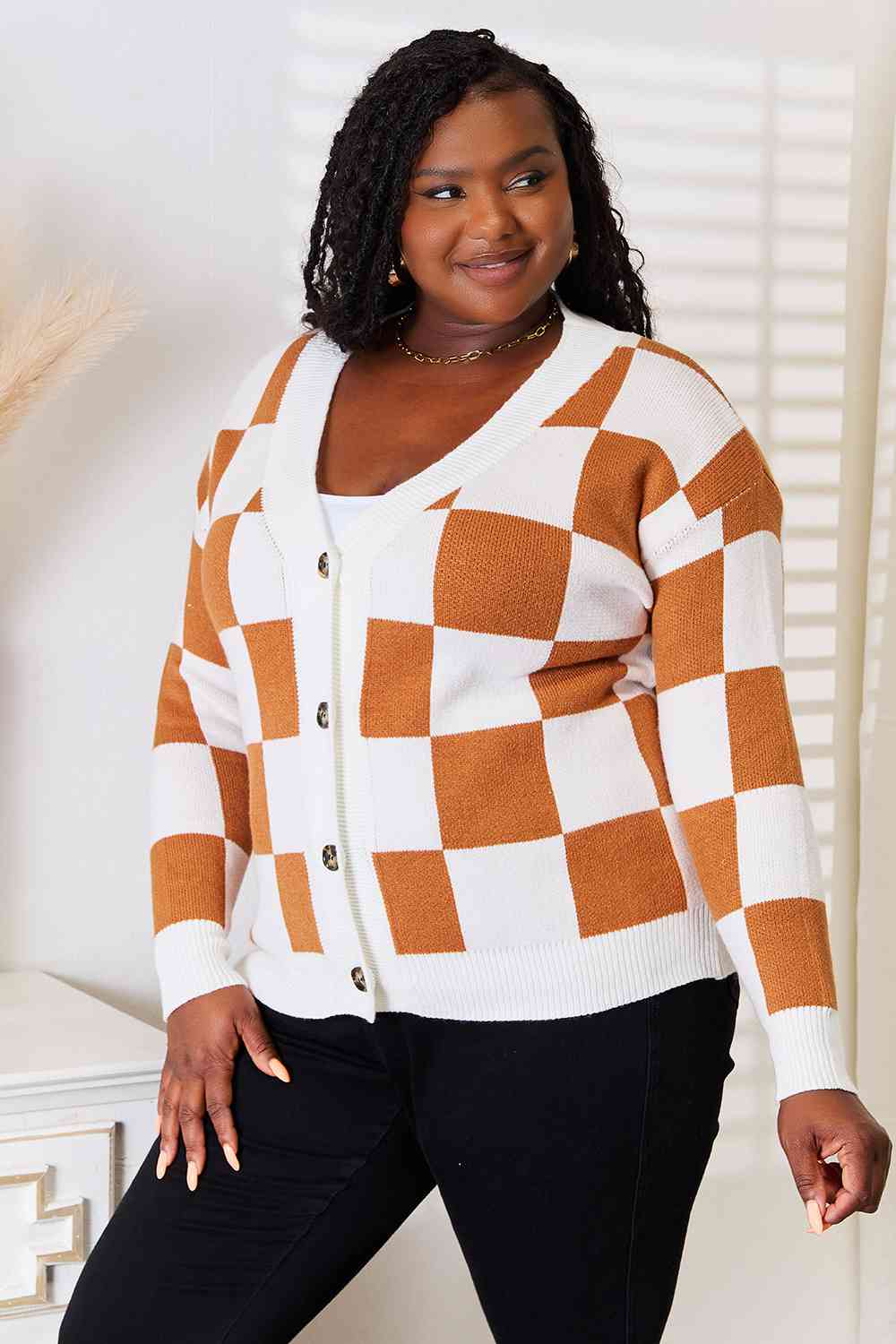 Double Take Button-Up V-Neck Dropped Shoulder Cardigan - nailedmoms