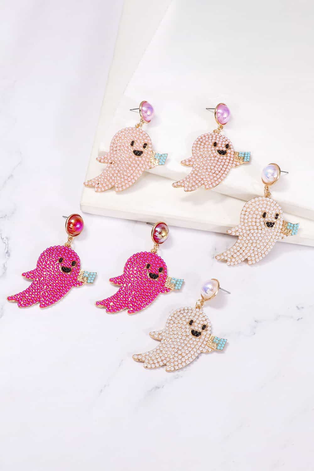 Ghost Shape Synthetic Pearl Dangle Earrings - nailedmoms