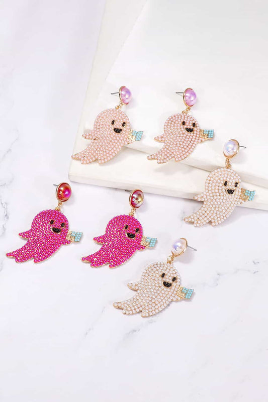 Ghost Shape Synthetic Pearl Dangle Earrings - nailedmoms