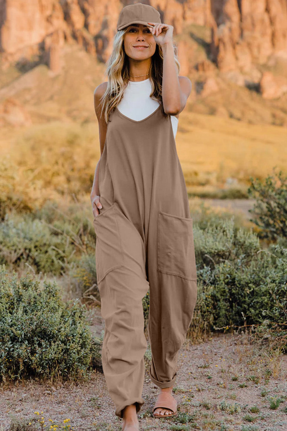 Double Take  V-Neck Sleeveless Jumpsuit with Pocket - nailedmoms