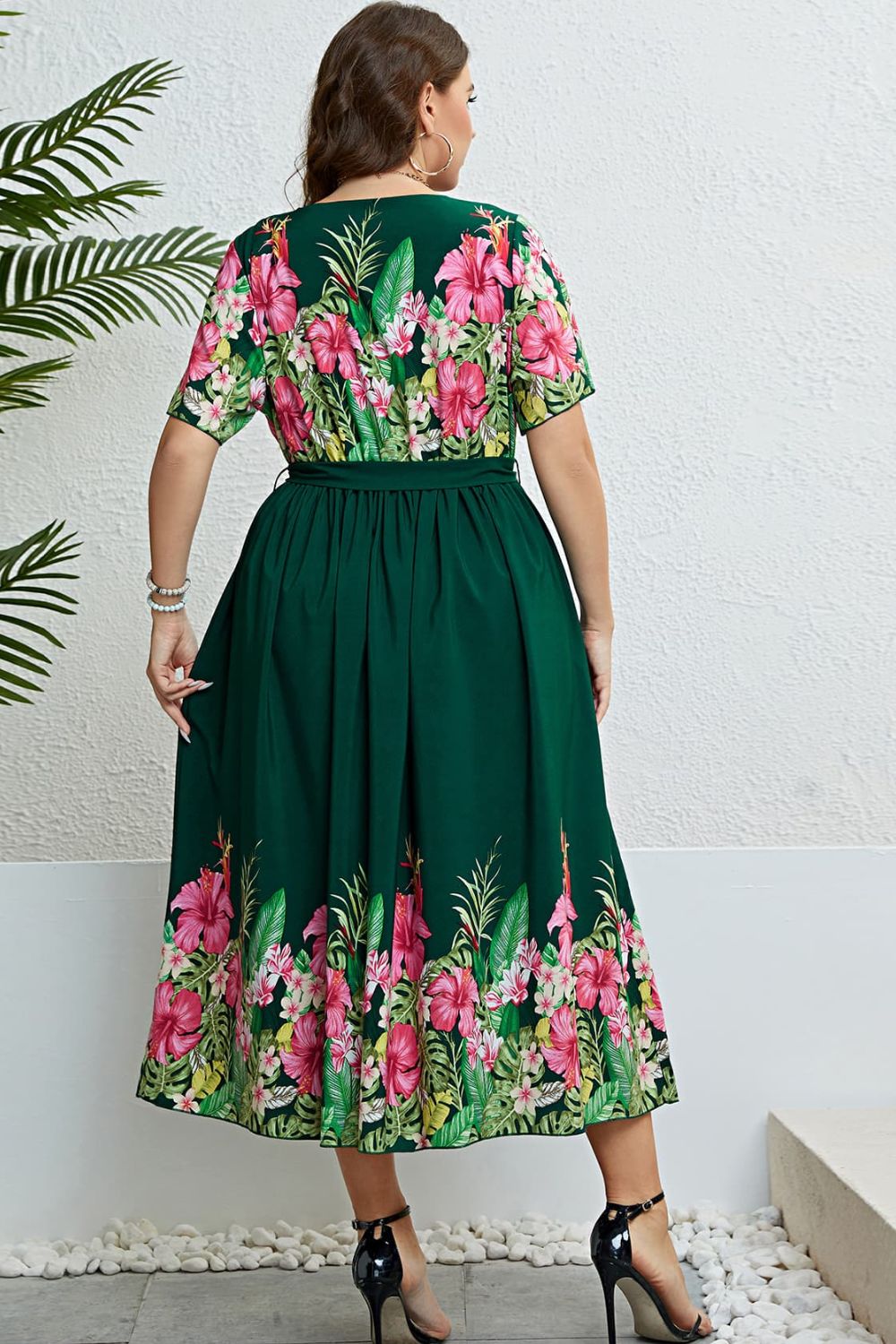 Floral Tie-Waist Round Neck Dress - nailedmoms