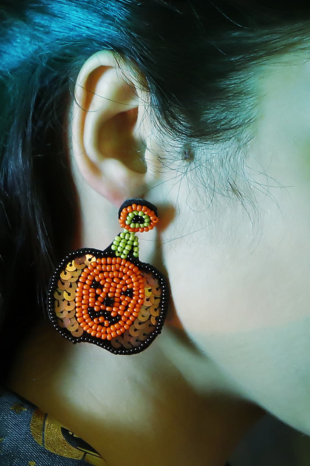 Pumpkin Shape Beaded Dangle Earrings - nailedmoms