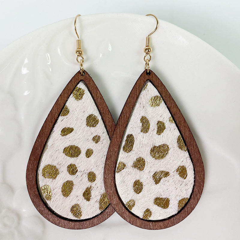 Teardrop Shape Wooden Dangle Earrings - nailedmoms