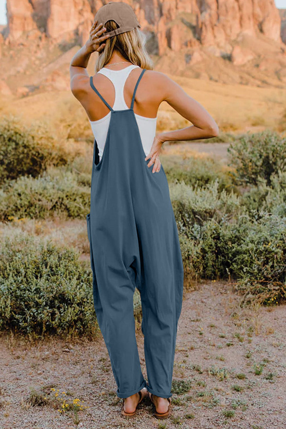Double Take  V-Neck Sleeveless Jumpsuit with Pocket - nailedmoms