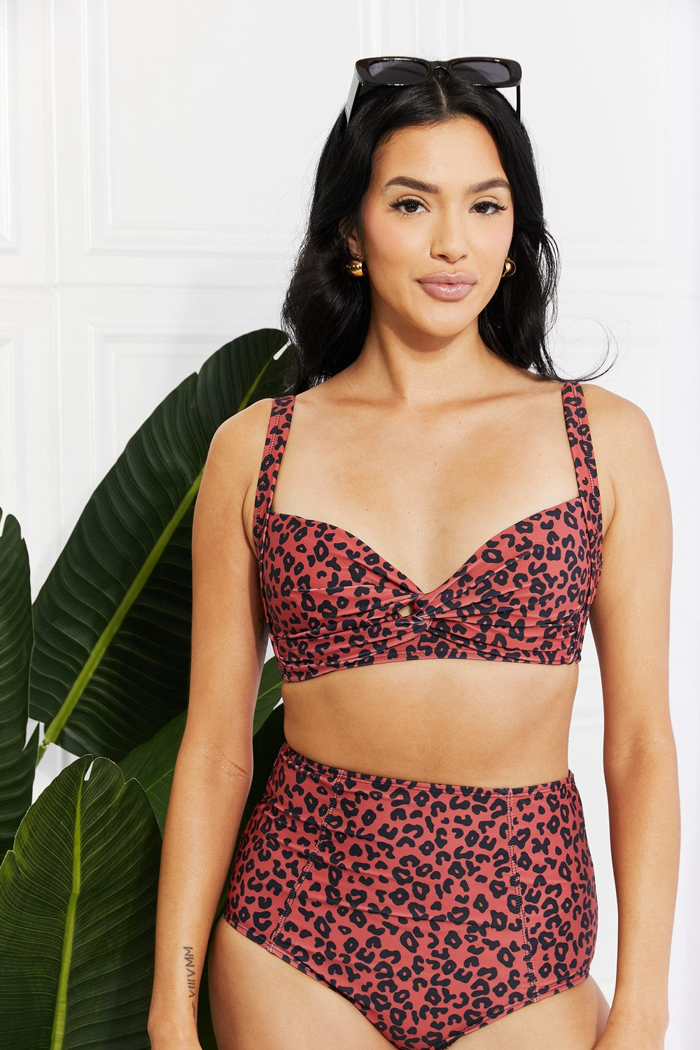 Marina West Swim Take A Dip Twist High-Rise Bikini in Ochre - nailedmoms