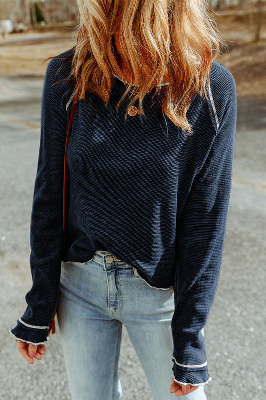 Double Take Long Raglan Sleeve Round Neck Top - nailedmoms