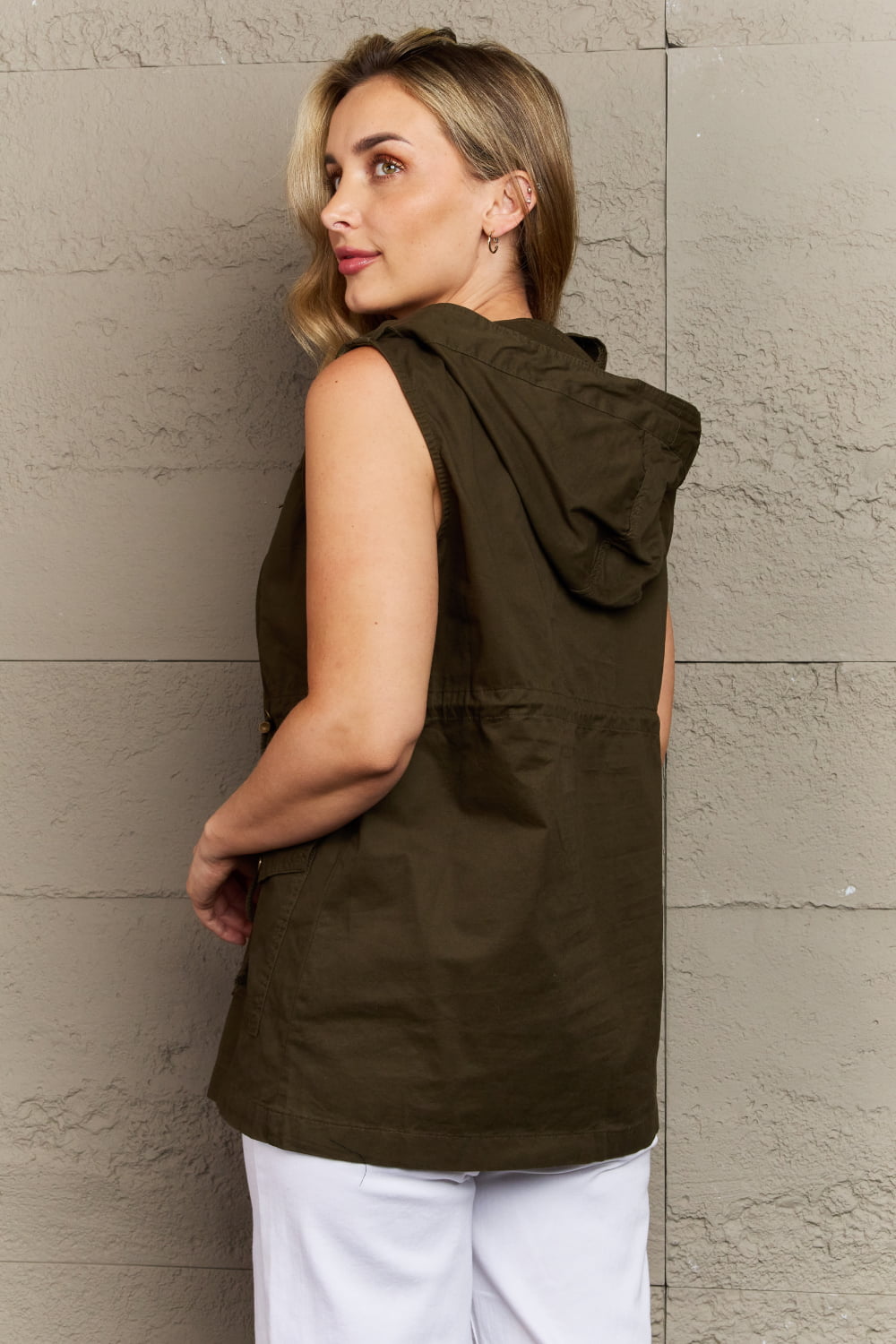 Zenana More To Come Full Size Military Hooded Vest - nailedmoms