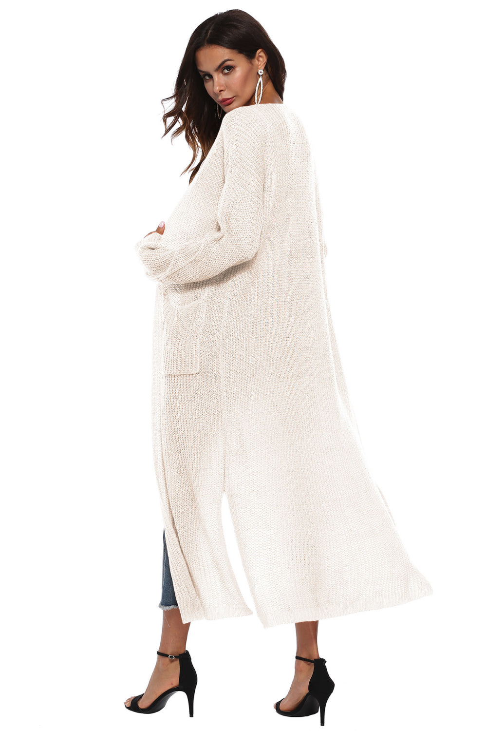 Long Sleeve Open Front Buttoned Cardigan - nailedmoms