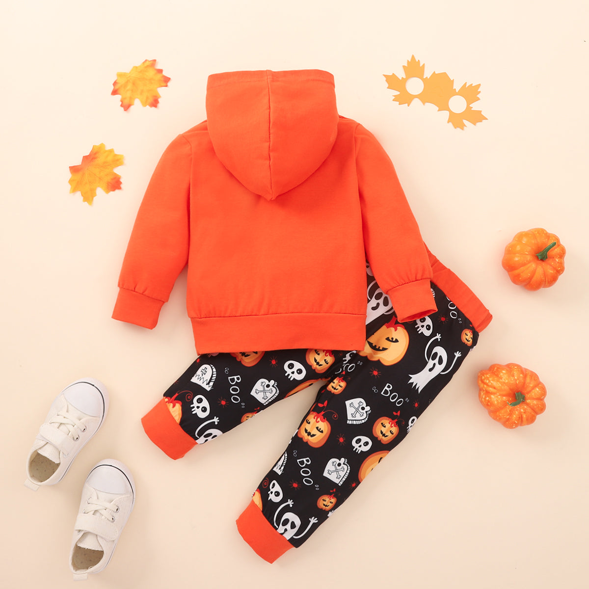BOO Graphic Long Sleeve Hoodie and Printed Pants Set - nailedmoms