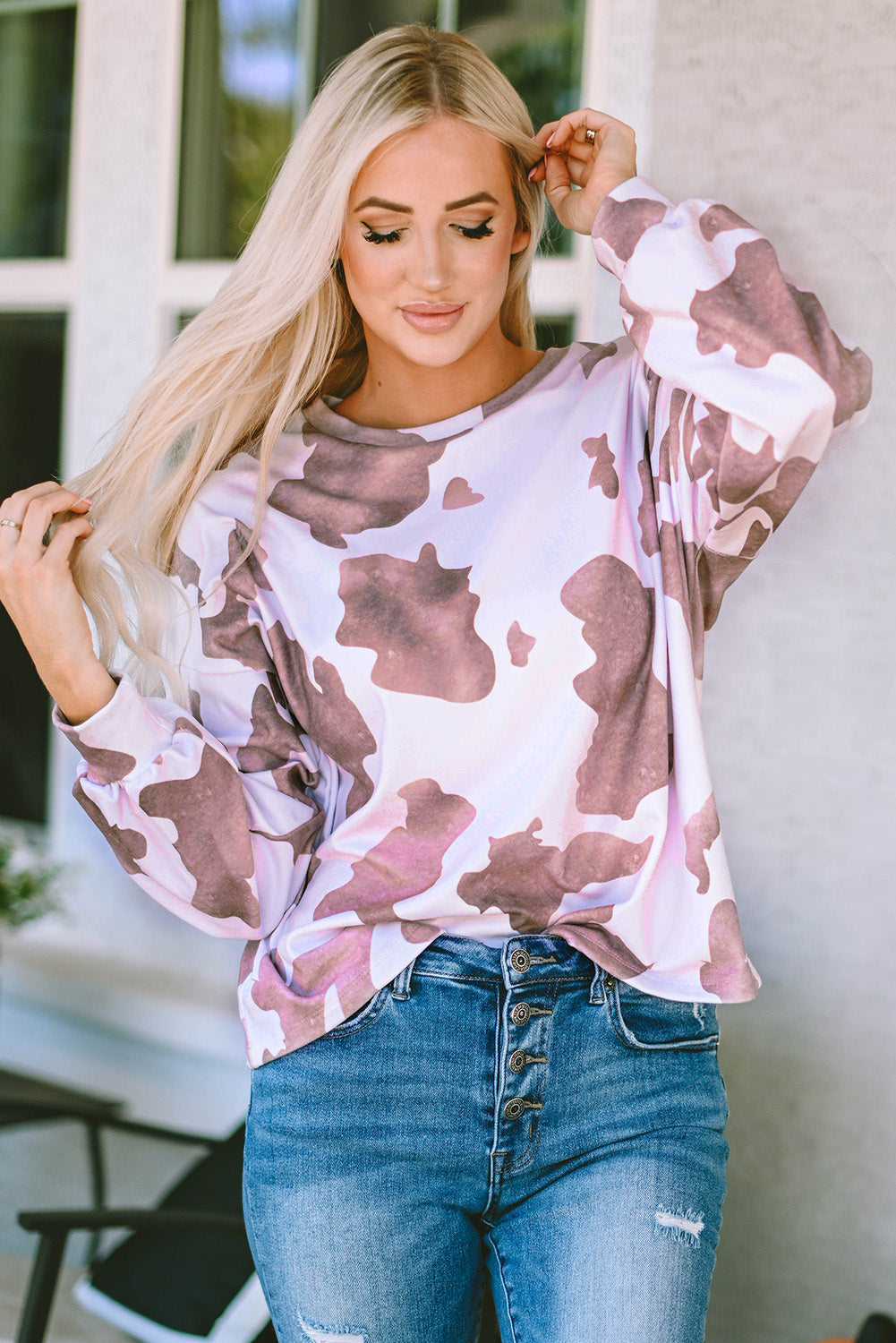 Round Neck Dropped Shoulder Sweatshirt - nailedmoms