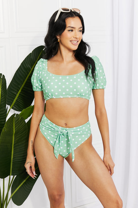 Marina West Swim Vacay Ready Puff Sleeve Bikini in Gum Leaf - nailedmoms