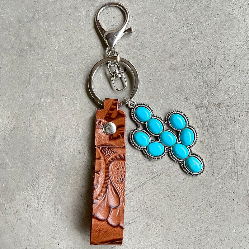 Turquoise Genuine Leather Key Chain - nailedmoms
