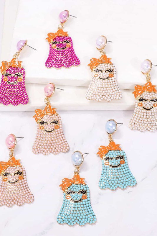 Smiling Ghost Shape Synthetic Pearl Earrings - nailedmoms