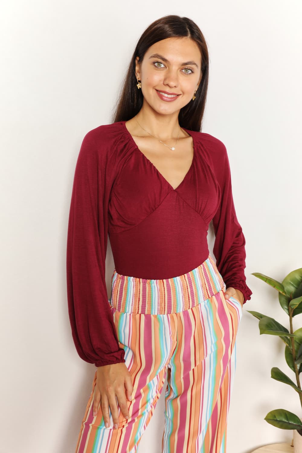 Culture Code  Full Size V-Neck Bodysuit - nailedmoms