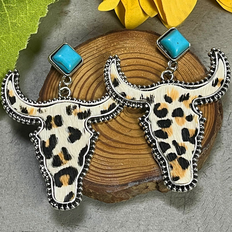 Bull Shape Turquoise Dangle Earrings - nailedmoms