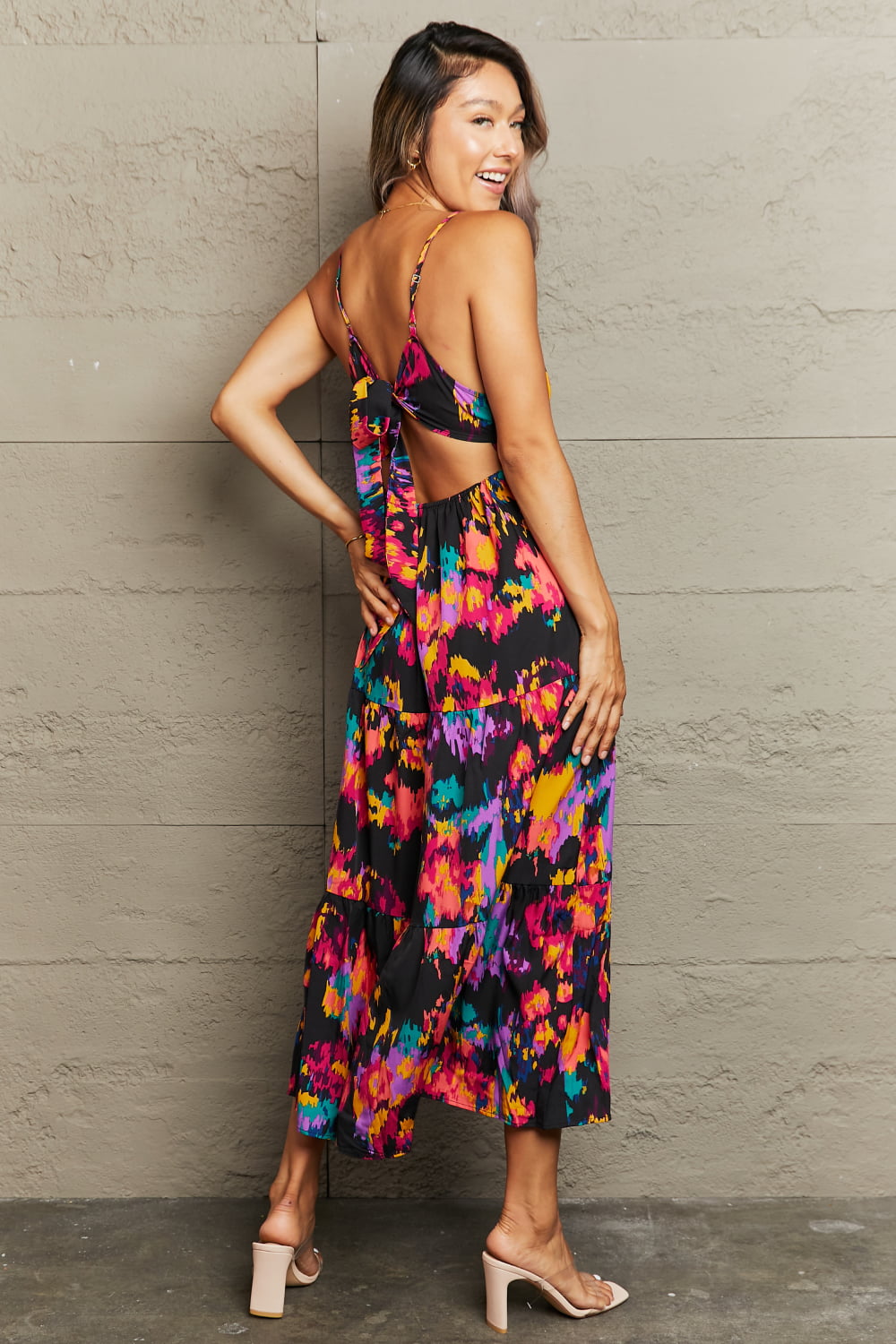 Cutout Spaghetti Strap Tiered Dress - nailedmoms