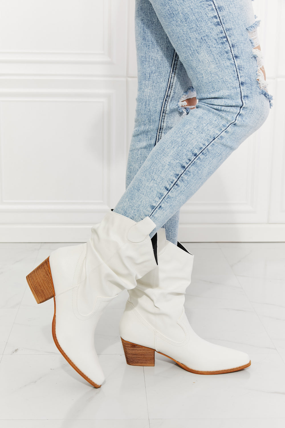 MMShoes Better in Texas Scrunch Cowboy Boots in White - nailedmoms