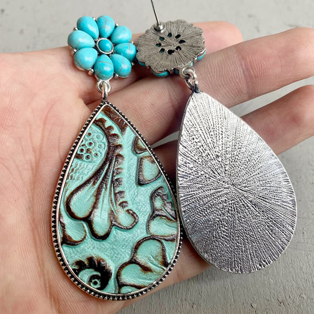 Turquoise Flower Teardrop Earrings - nailedmoms