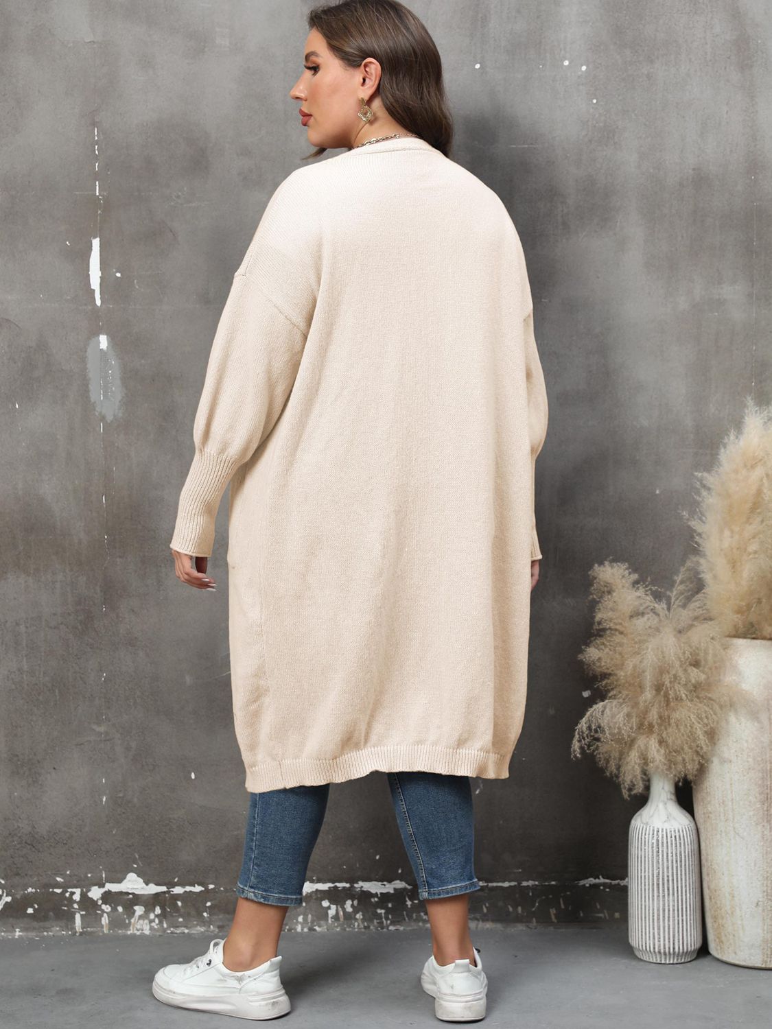 Plus Size Long Sleeve Pocketed Cardigan - nailedmoms