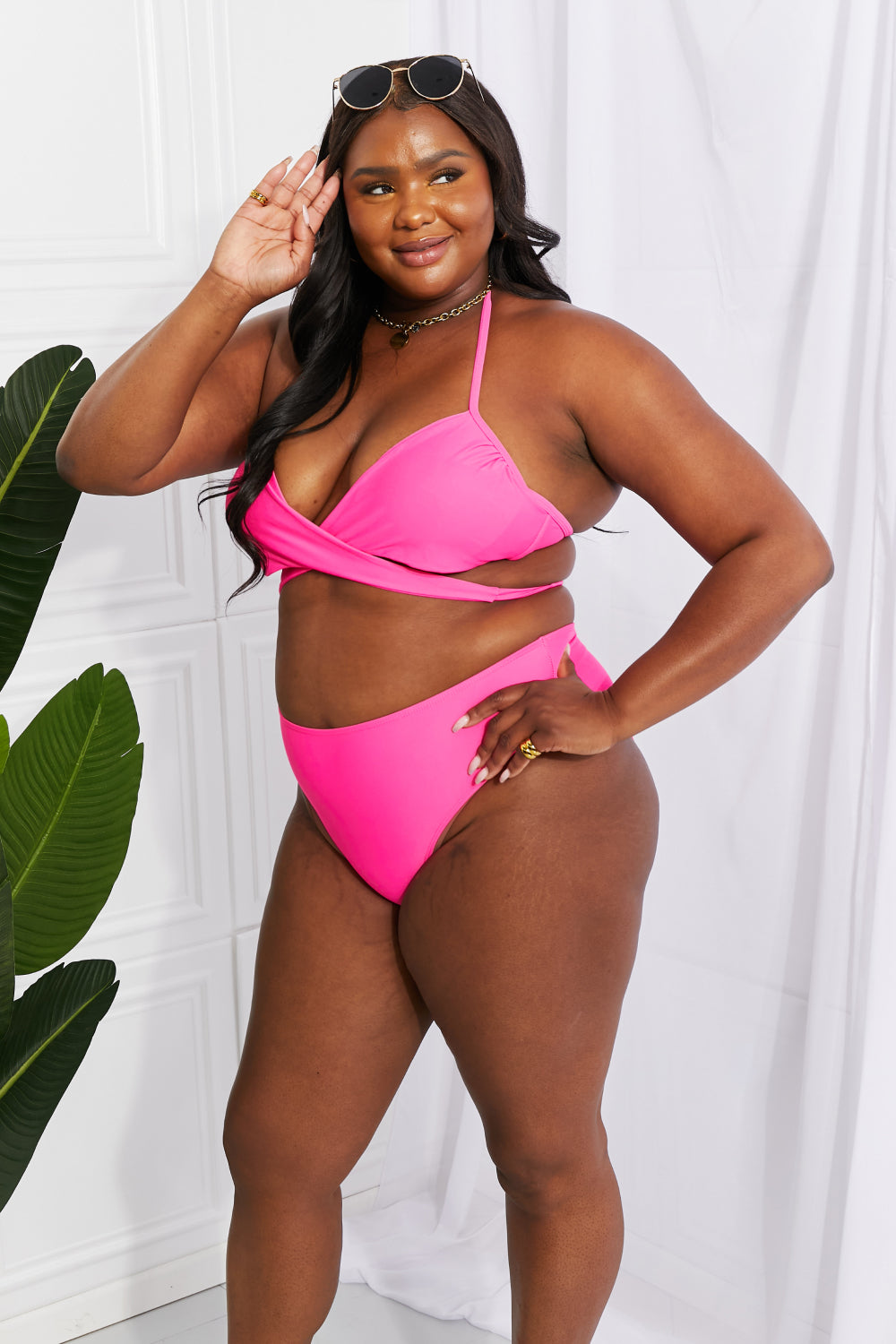 Marina West Swim Summer Splash Halter Bikini Set in Pink - nailedmoms