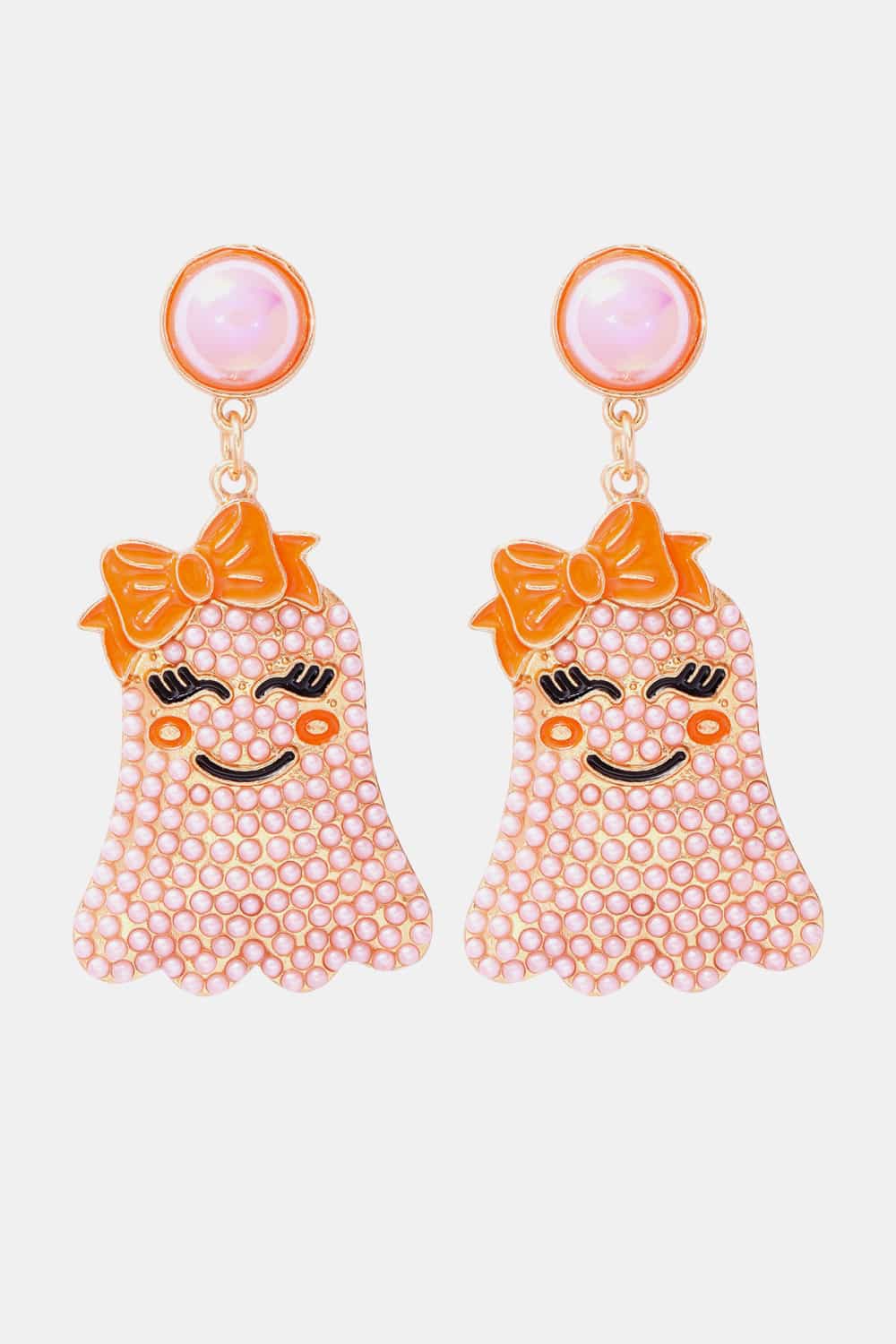 Smiling Ghost Shape Synthetic Pearl Earrings - nailedmoms
