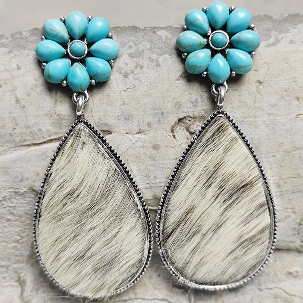 Turquoise Flower Teardrop Earrings - nailedmoms