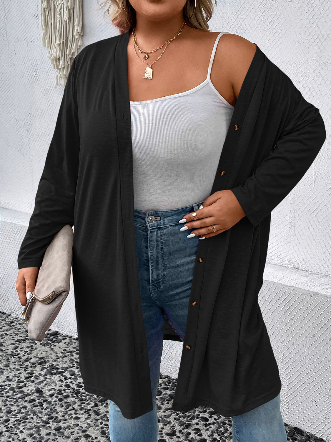 Plus Size Button Down Longline Cardigan - nailedmoms