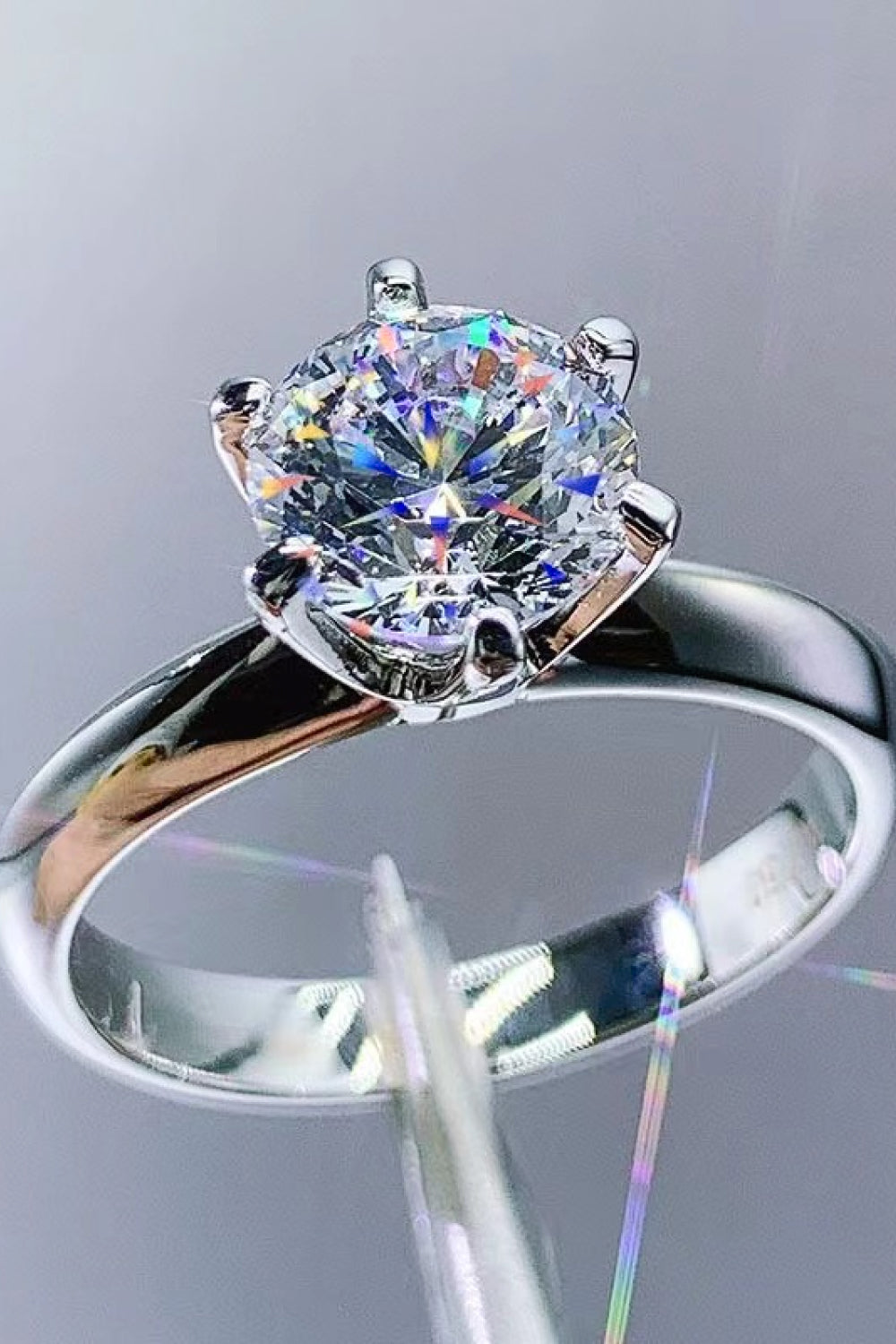 925 Sterling Silver 3 Carat Moissanite 6-Prong Ring - nailedmoms