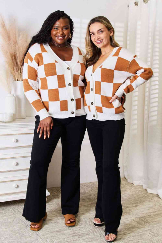 Double Take Button-Up V-Neck Dropped Shoulder Cardigan - nailedmoms
