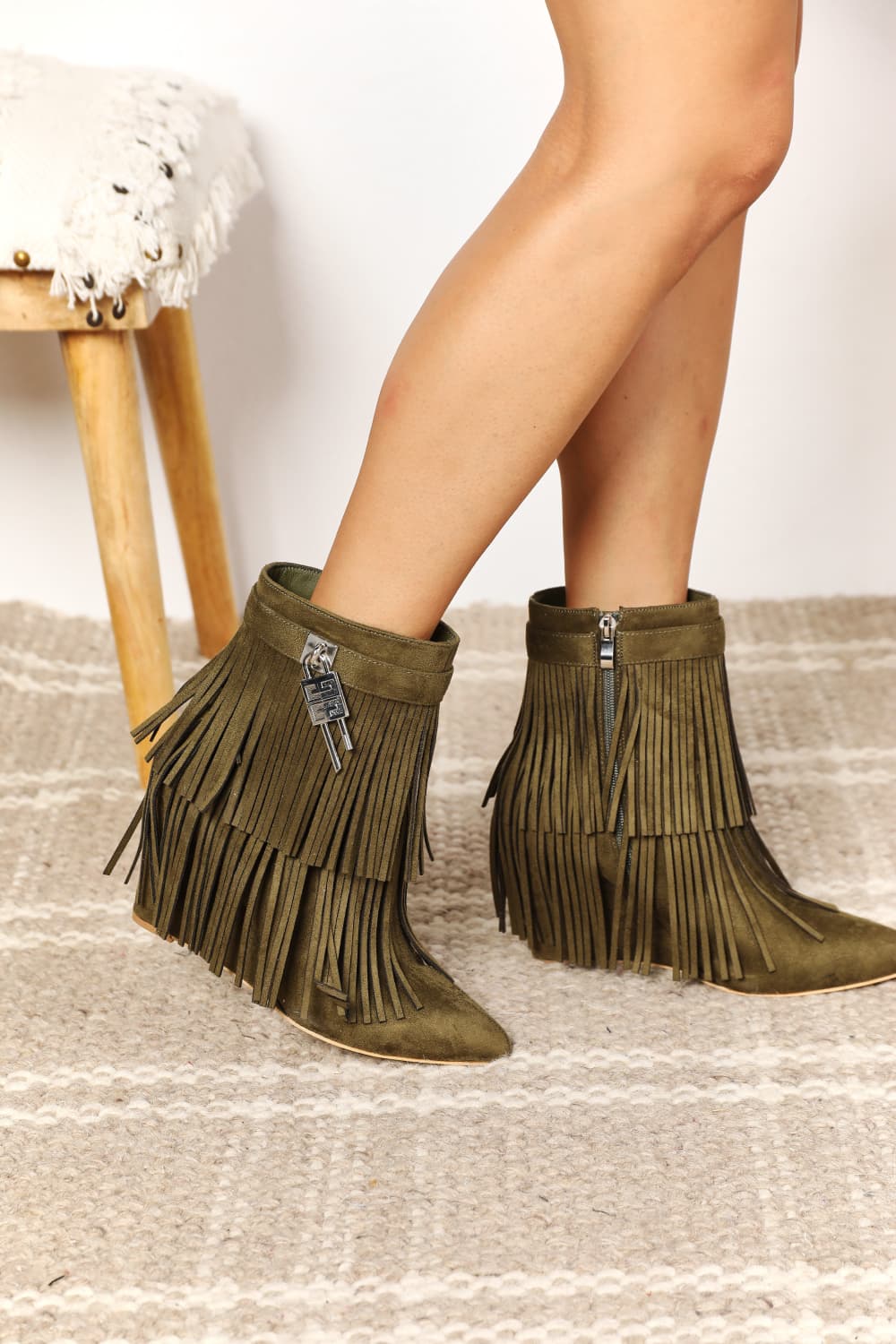 Legend Women's Tassel Wedge Heel Ankle Booties - nailedmoms