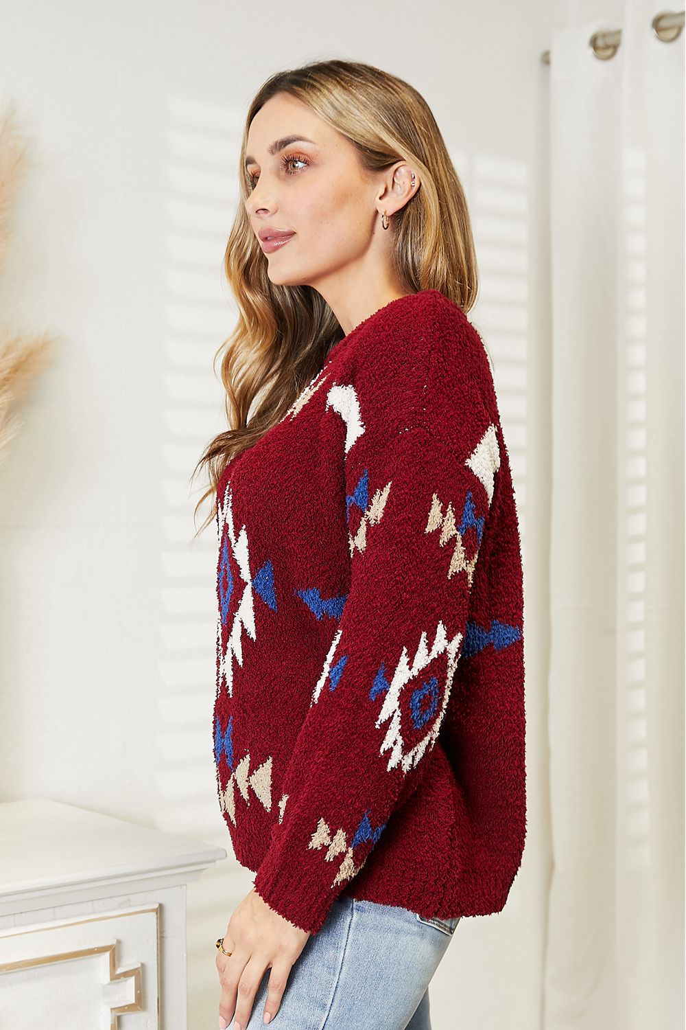 HEYSON Full Size Aztec Soft Fuzzy Sweater - nailedmoms